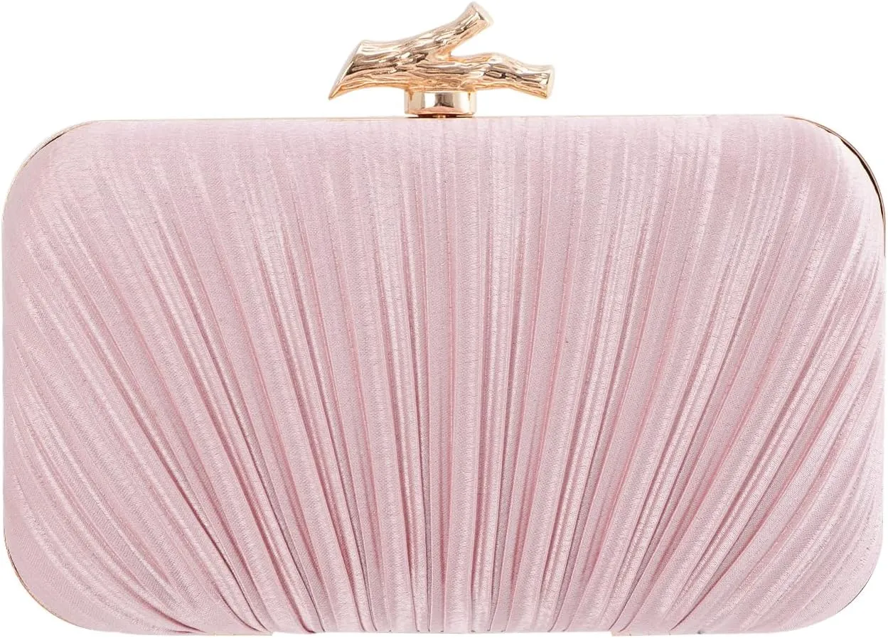 Clutch Purses for Women Evening Bag Pleated Clutch Bag with Chain for Wedding Party