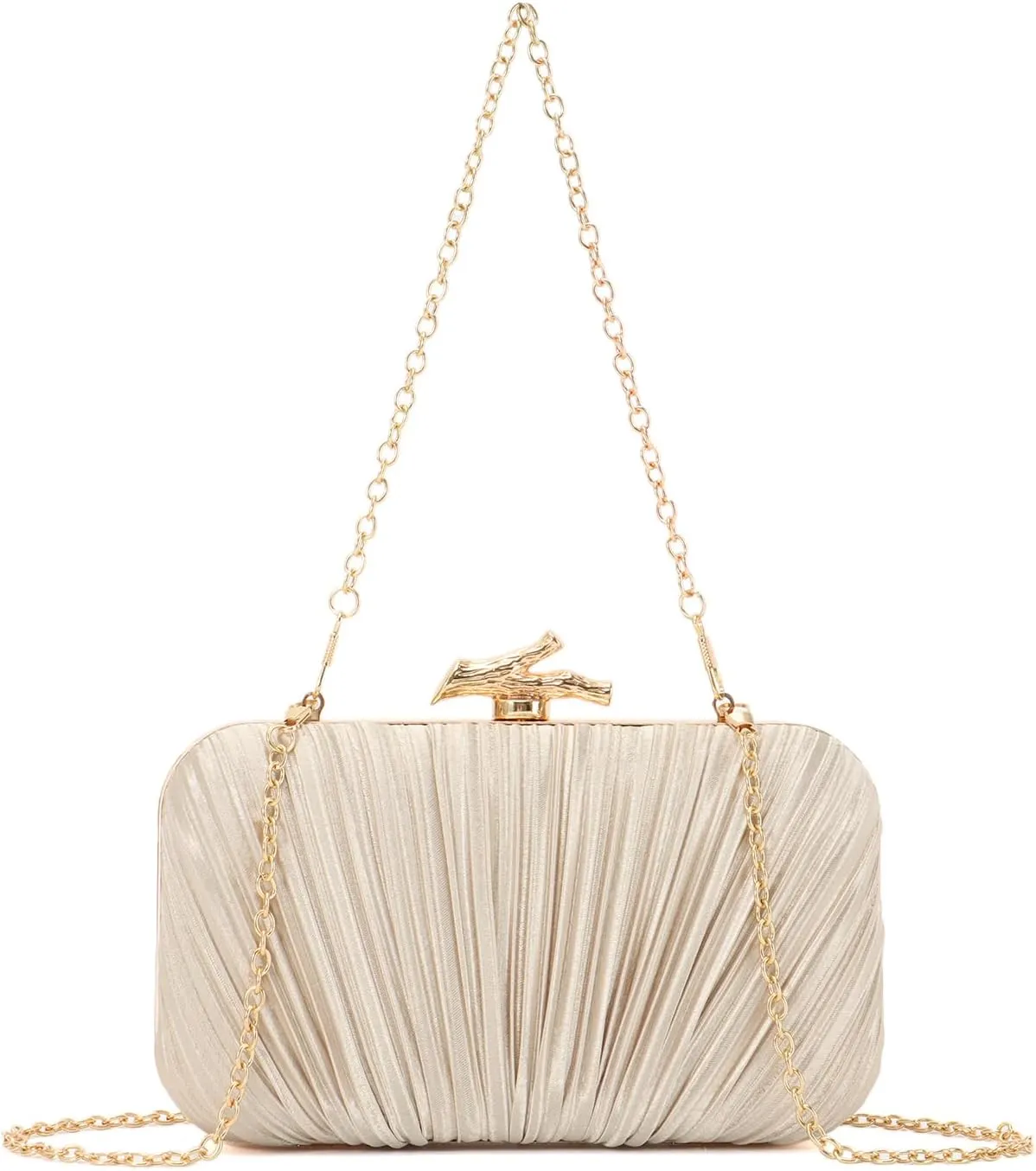 Clutch Purses for Women Evening Bag Pleated Clutch Bag with Chain for Wedding Party