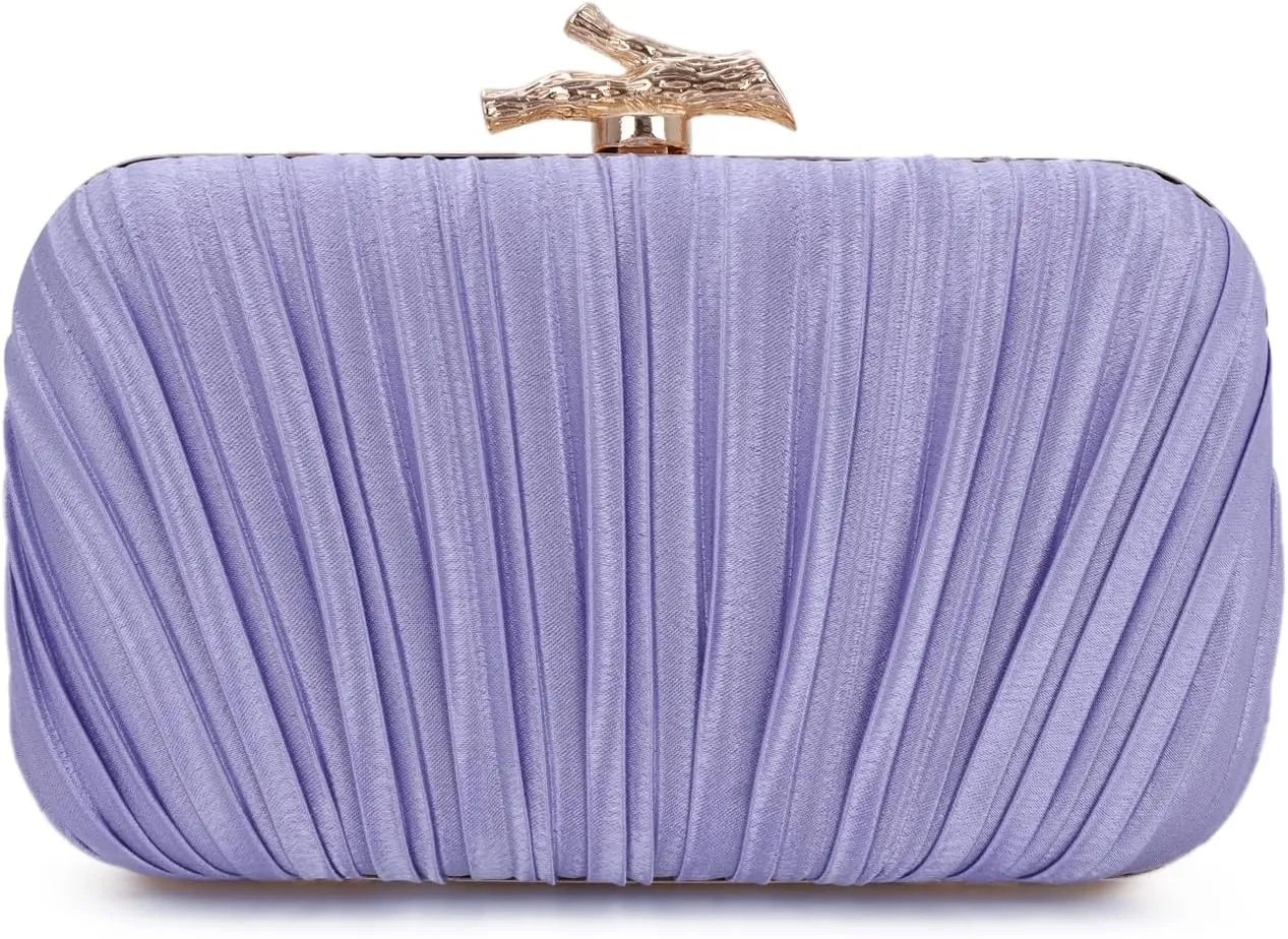 Clutch Purses for Women Evening Bag Pleated Clutch Bag with Chain for Wedding Party