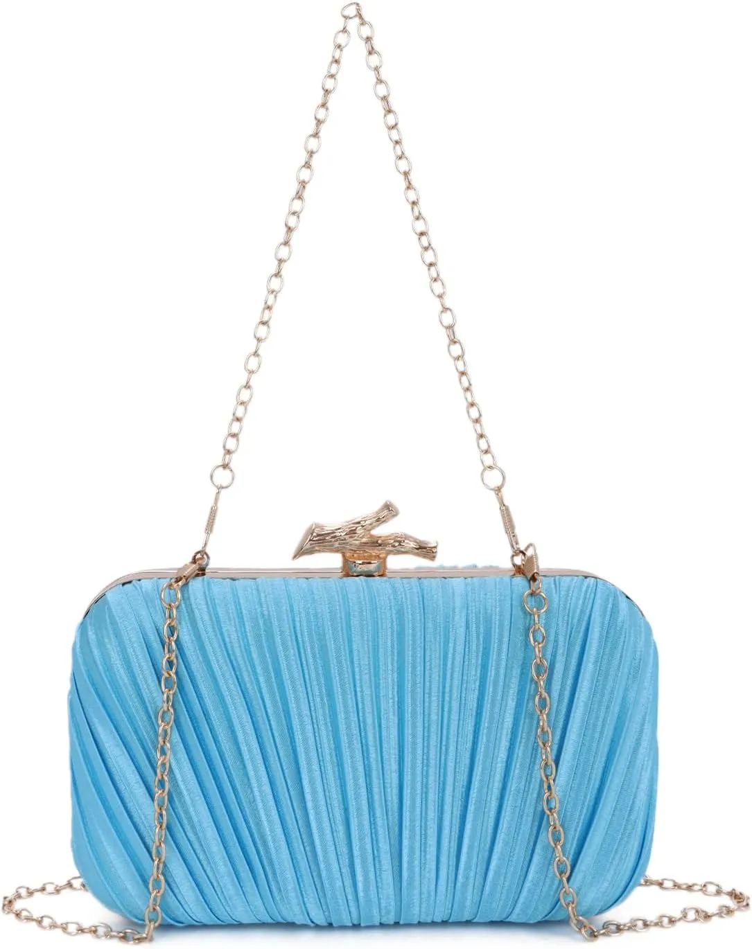 Clutch Purses for Women Evening Bag Pleated Clutch Bag with Chain for Wedding Party