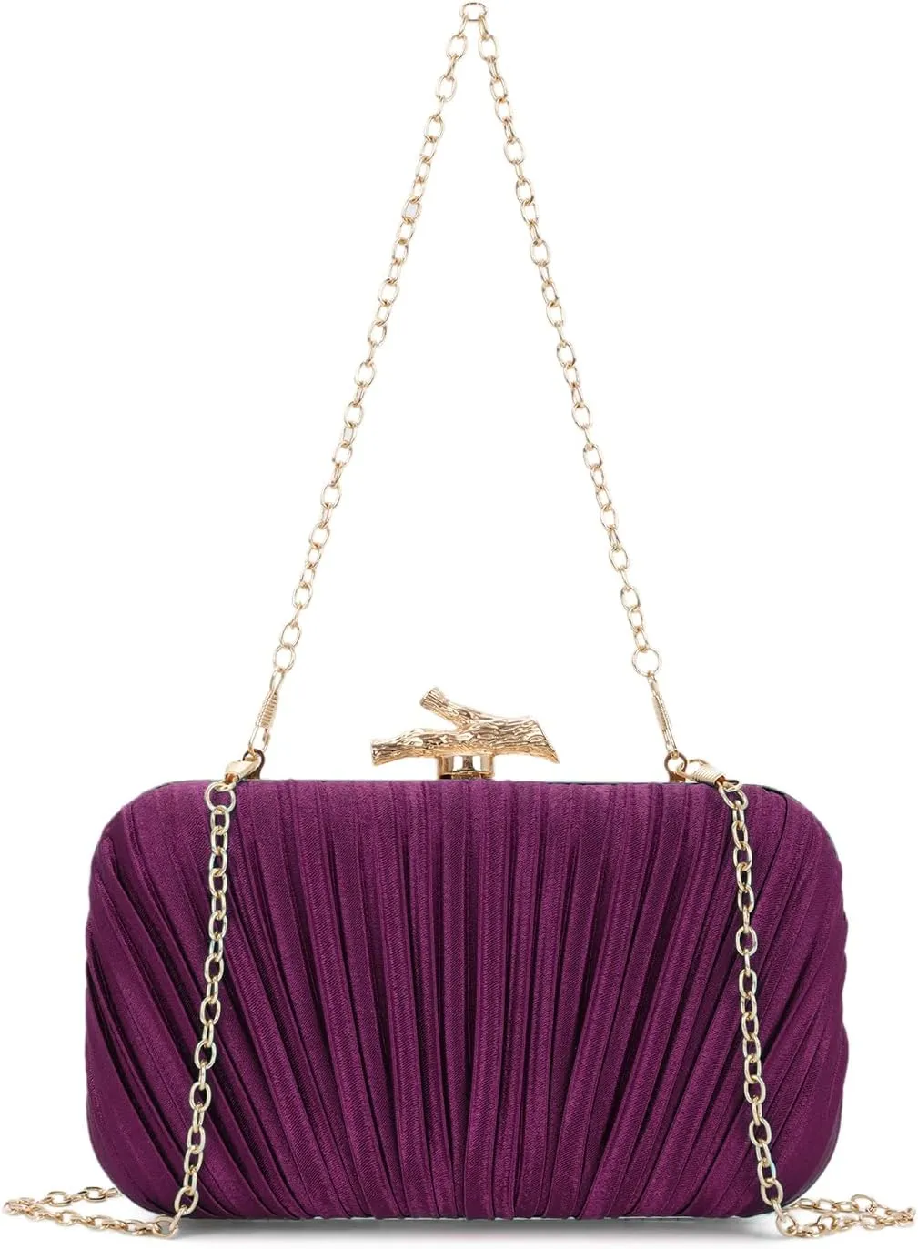 Clutch Purses for Women Evening Bag Pleated Clutch Bag with Chain for Wedding Party