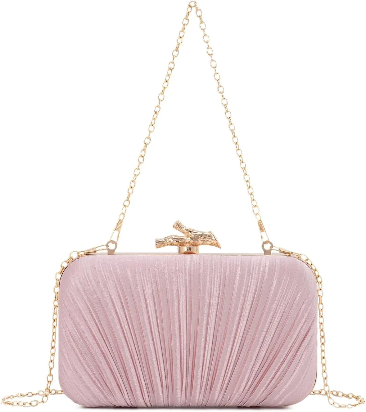 Clutch Purses for Women Evening Bag Pleated Clutch Bag with Chain for Wedding Party