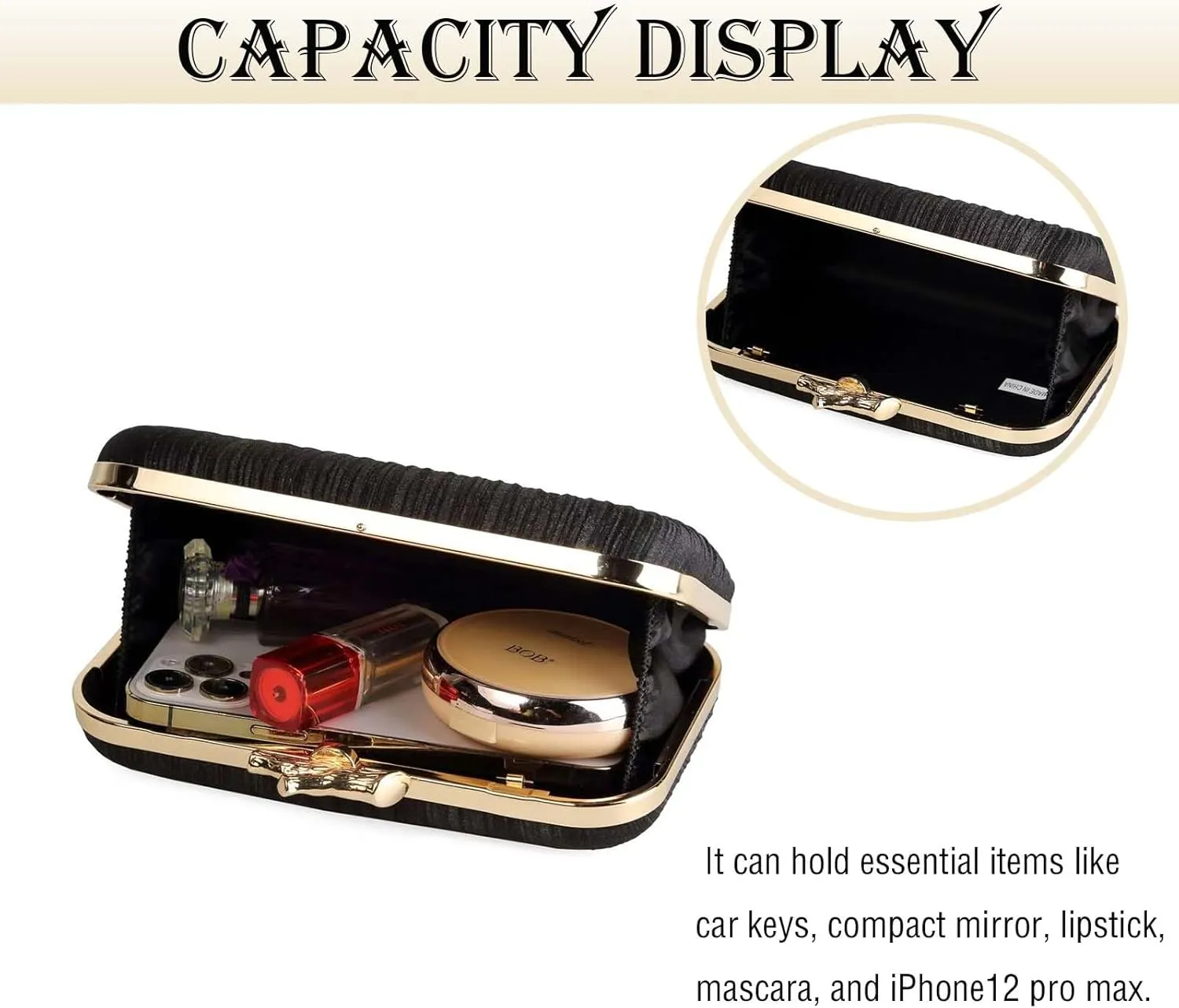 Clutch Purses for Women Evening Bag Pleated Clutch Handbags Chain Shoulder Bag Satin Purses for Wedding Party