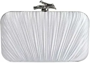 Clutch Purses for Women Evening Bag Pleated Clutch Handbags Chain Shoulder Bag Satin Purses for Wedding Party