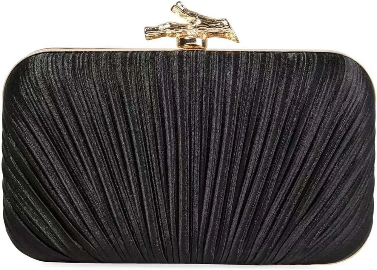 Clutch Purses for Women Evening Bag Pleated Clutch Handbags Chain Shoulder Bag Satin Purses for Wedding Party