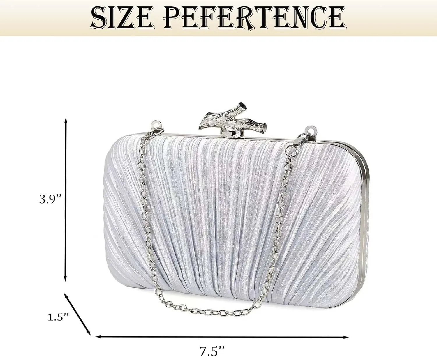 Clutch Purses for Women Evening Bag Pleated Clutch Handbags Chain Shoulder Bag Satin Purses for Wedding Party