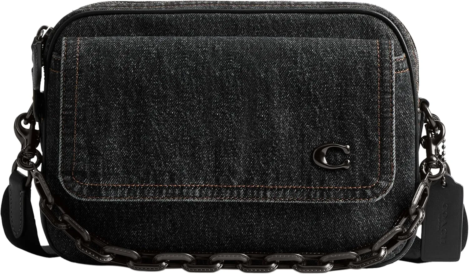Coach Charter Flap Crossbody Bag 24 in Denim, Washed Black