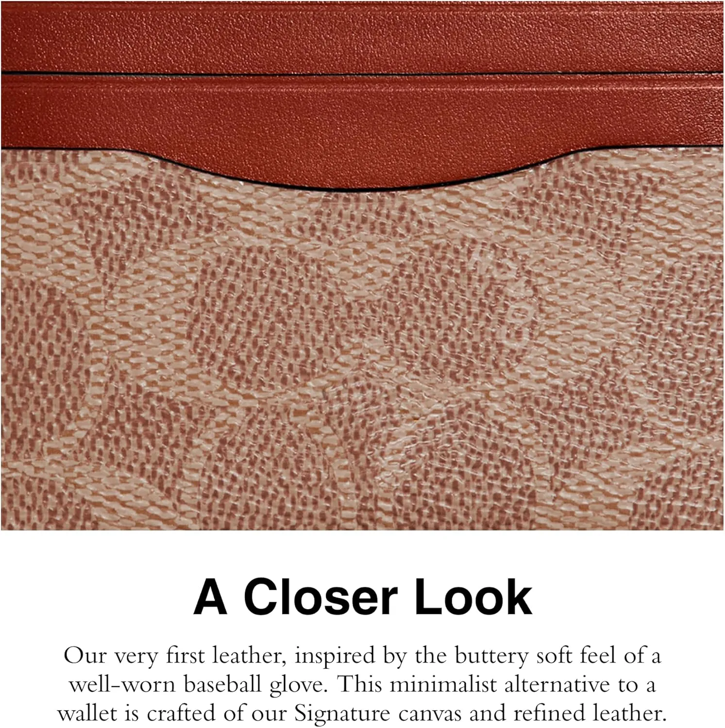 Coach Flat Card Case in Signature, Tan/Rust, One Size