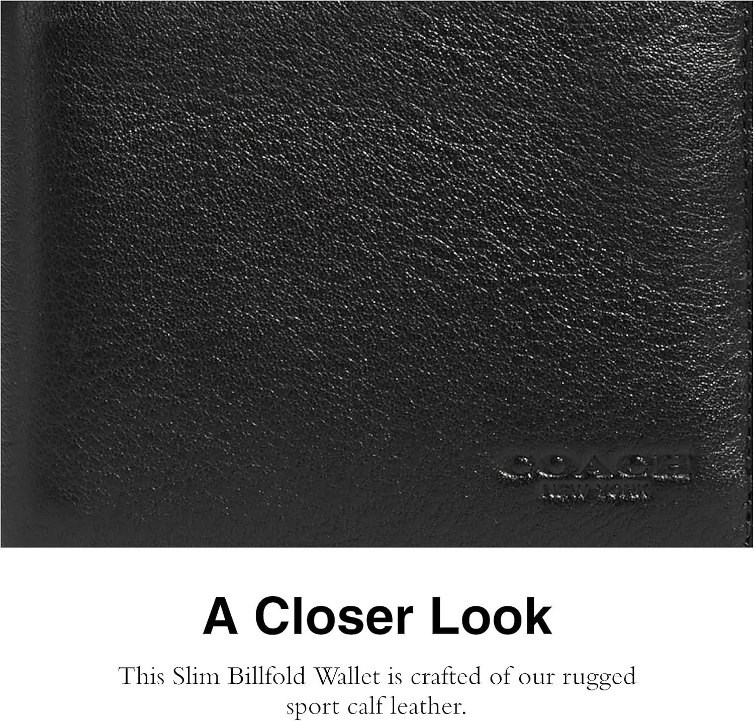 Coach Slim Bifold in Sport Calf, Black, One Size