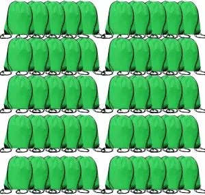 CODOBON 50 Pcs Drawstring Bags, Bulk Draw String Backpack, Cinch Polyester Bag for Gym Sport, Green