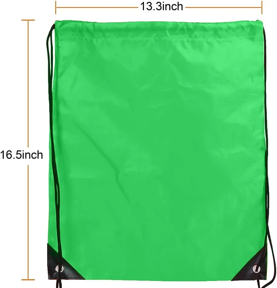 CODOBON 50 Pcs Drawstring Bags, Bulk Draw String Backpack, Cinch Polyester Bag for Gym Sport, Green