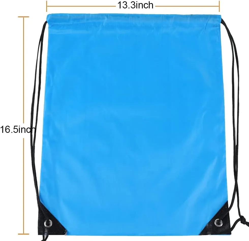 CODOBON 50 Pcs Drawstring Bags, Bulk Draw String Backpack, Cinch Polyester Bag for Gym Sport, Sky Blue