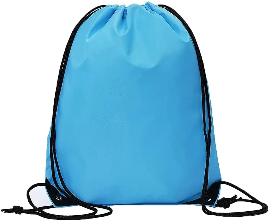 CODOBON 50 Pcs Drawstring Bags, Bulk Draw String Backpack, Cinch Polyester Bag for Gym Sport, Sky Blue