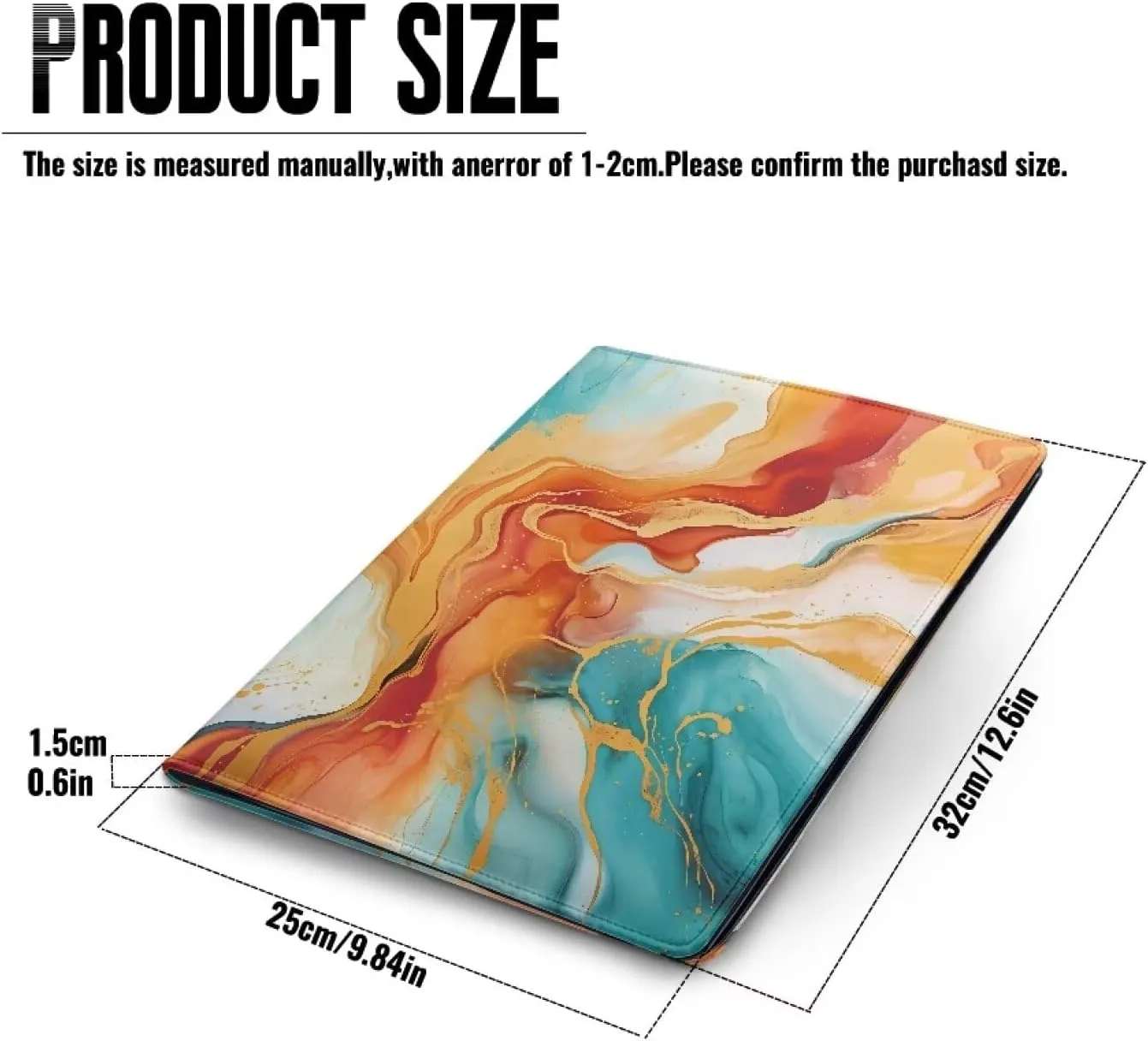 Coldinair Blue Marble Print Leather Padfolio Binder Gold Marbling Clipboard Folio for Men Women Business Conference Portfolio Organizer Notepad Folder, Portfolio Bag with Storage Pocket