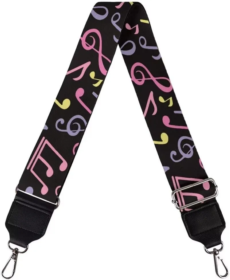 Coldinair Music Notes Wide Shoulder Strap Adjustable Replacement Belt Guitar Crossbody Bag Straps Handbag Strap Canvas Straps Luggage Strap