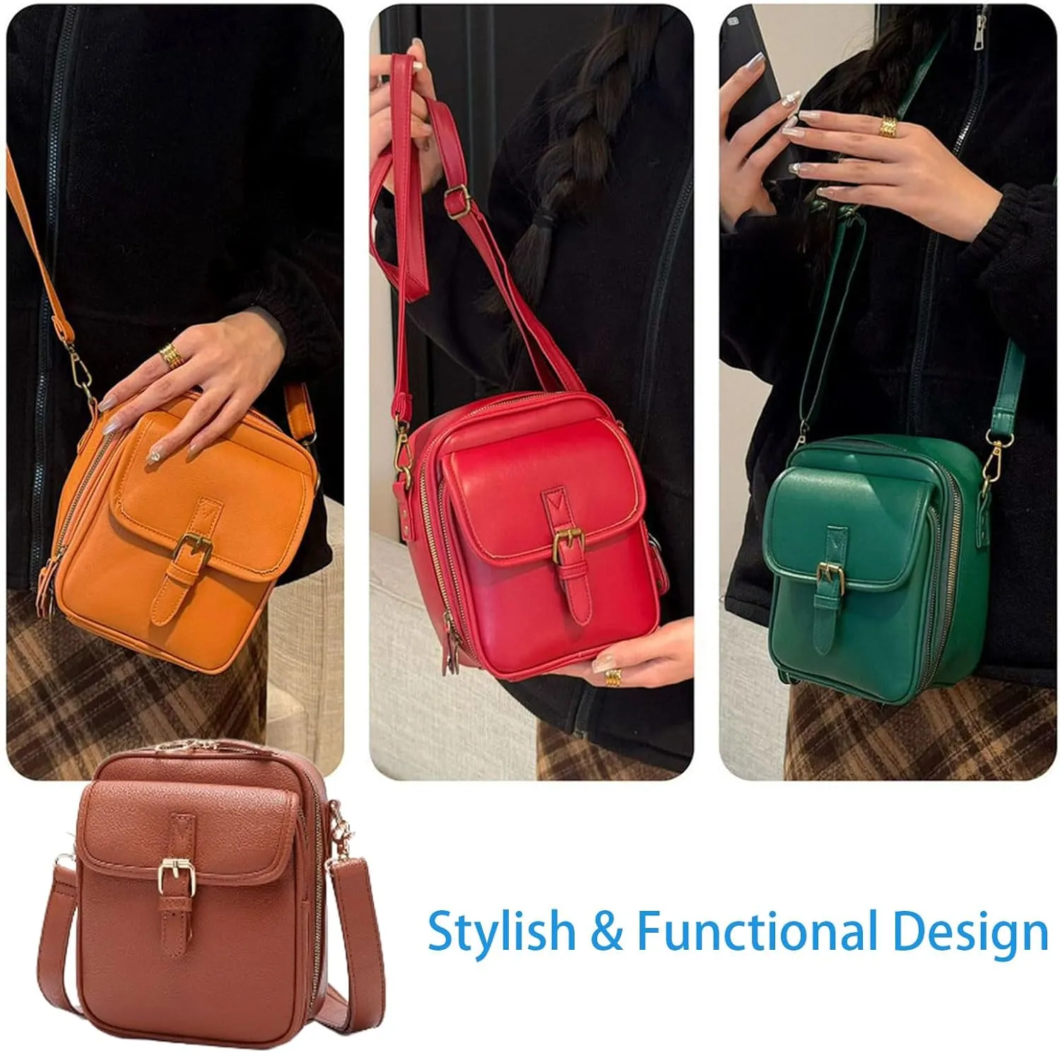 Collaborate Crossbody Leather Bag, Urvashi Crossbody Leather Bag Shoulder Bag, Adjustable Shoulder Strap