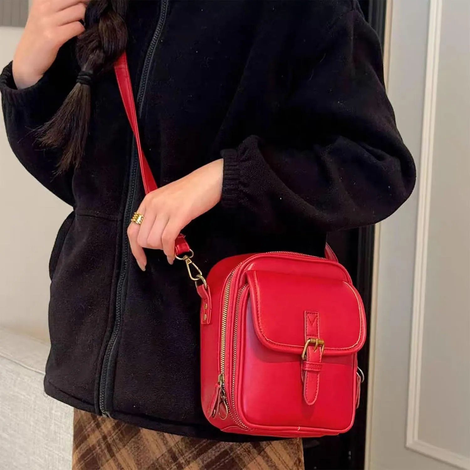Collaborate Crossbody Leather Bag, Urvashi Crossbody Leather Bag Shoulder Bag, Adjustable Shoulder Strap