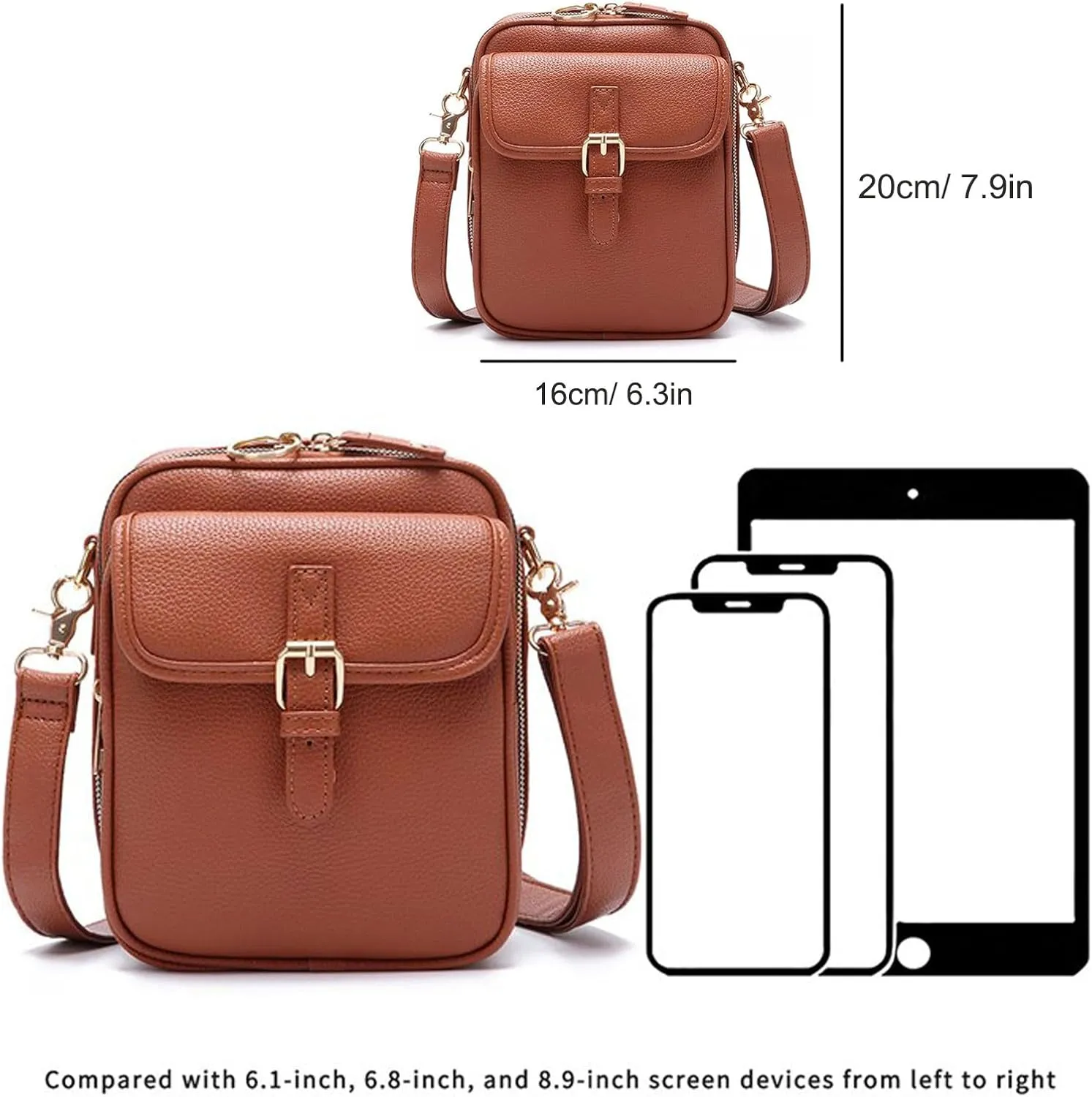 Collaborate Crossbody Leather Bag, Urvashi Crossbody Leather Bag Shoulder Bag, Adjustable Shoulder Strap