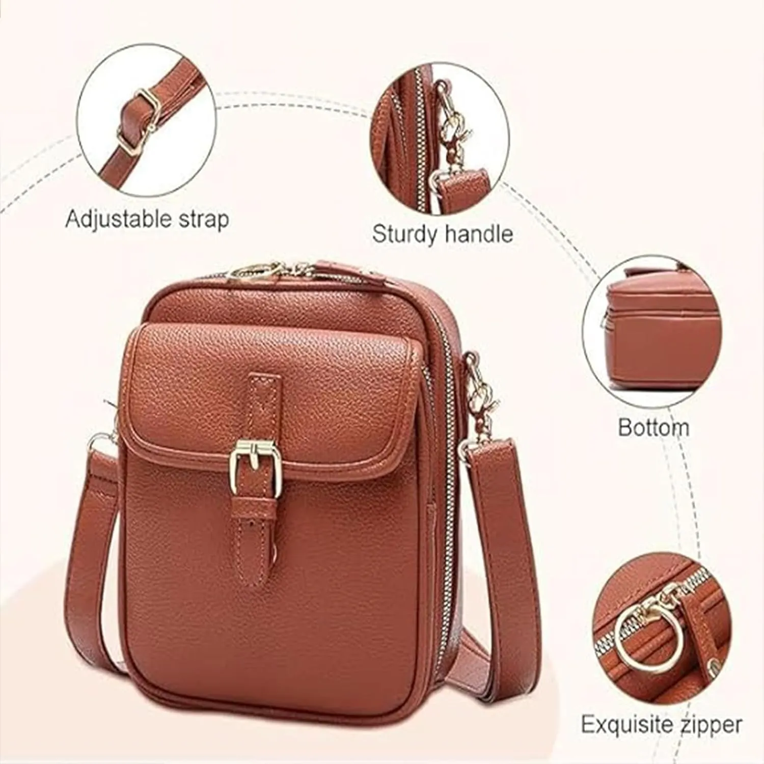 Collaboraten1 Crossbody Leather Bag,Urvashi Crossbody Bagfor Women,Urvashi Anti Theft Shoulder Bag,Adjustable Strap