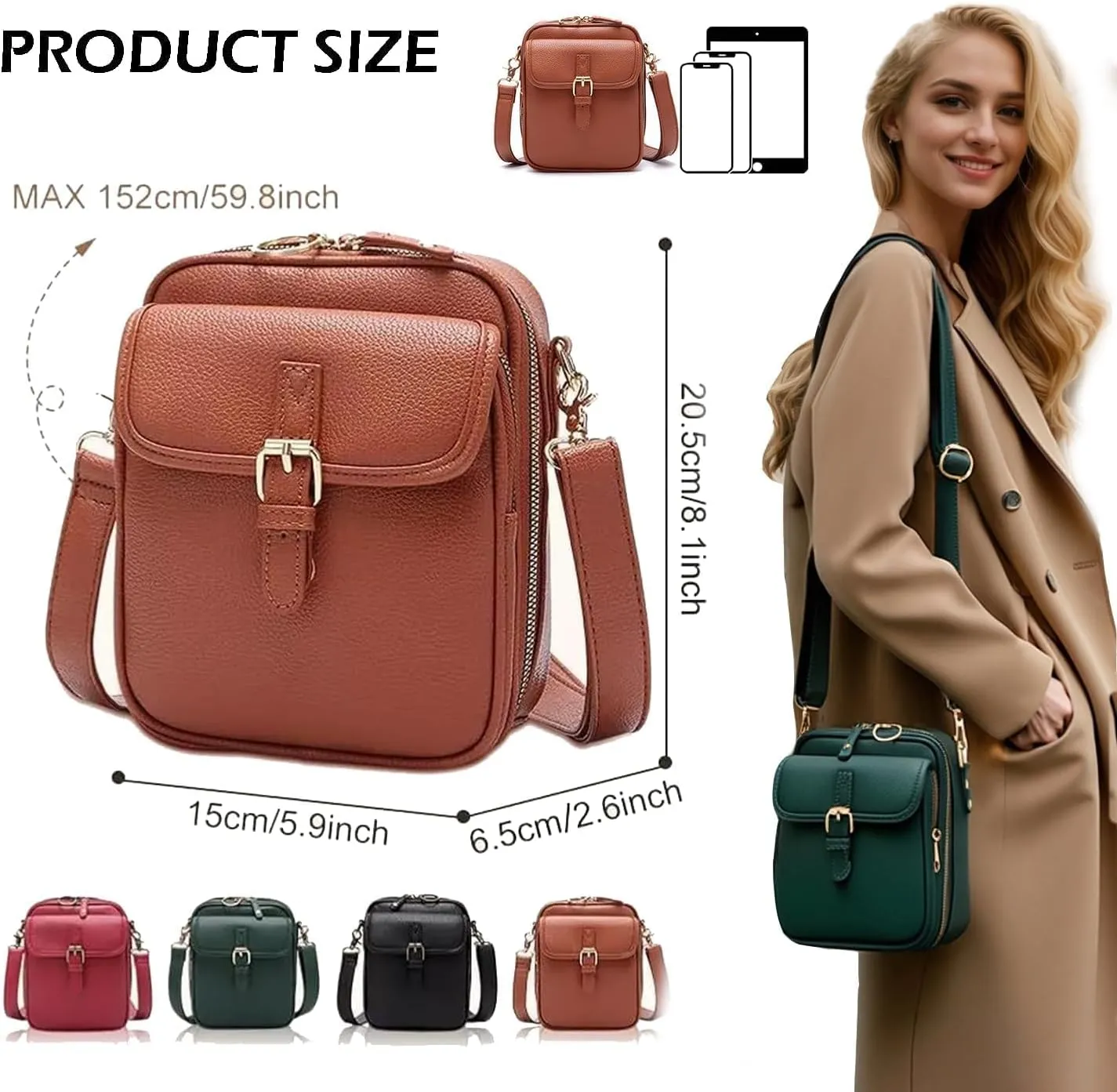 Collaboraten1 Crossbody Leather Bag,Urvashi Crossbody Leather Bag,Anti Theft Shoulder Bags,With Card Slots