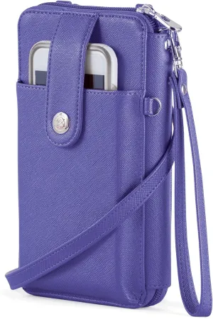 Collections Etc RFID Crossbody Cell Phone Wallet with Adjustable Strap