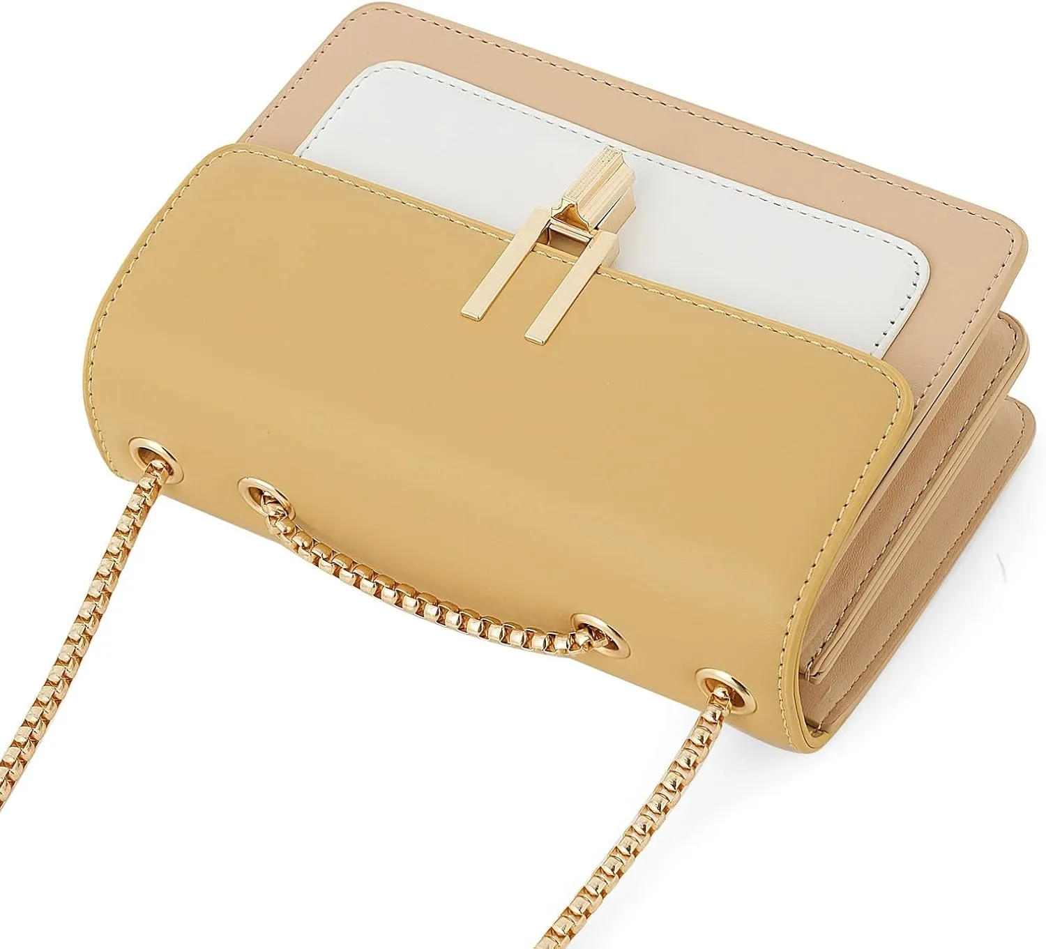 Color-Block Crossbody Bags for Women Leather Cross Body Purses Cute Designer Handbags Shoulder Bag Medium Size