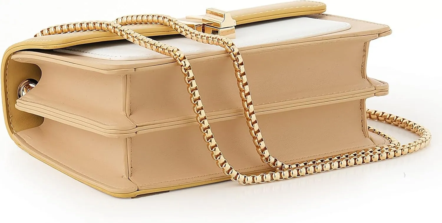 Color-Block Crossbody Bags for Women Leather Cross Body Purses Cute Designer Handbags Shoulder Bag Medium Size