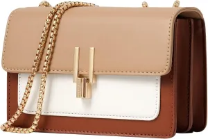 Color-Block Crossbody Bags for Women Leather Cross Body Purses Cute Designer Handbags Shoulder Bag Medium Size