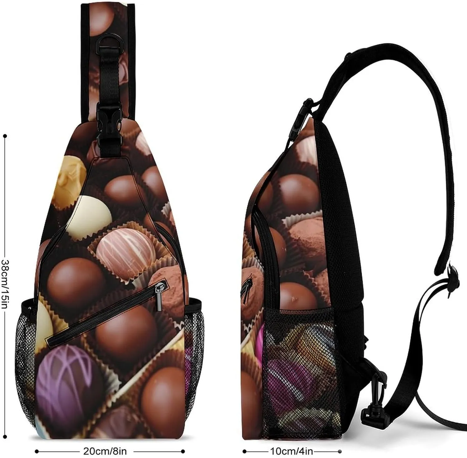Color Chocolate Sling Bag Lightweight Crossbody Chest Pack Travel Shoulder Bag with Adjustable Strap