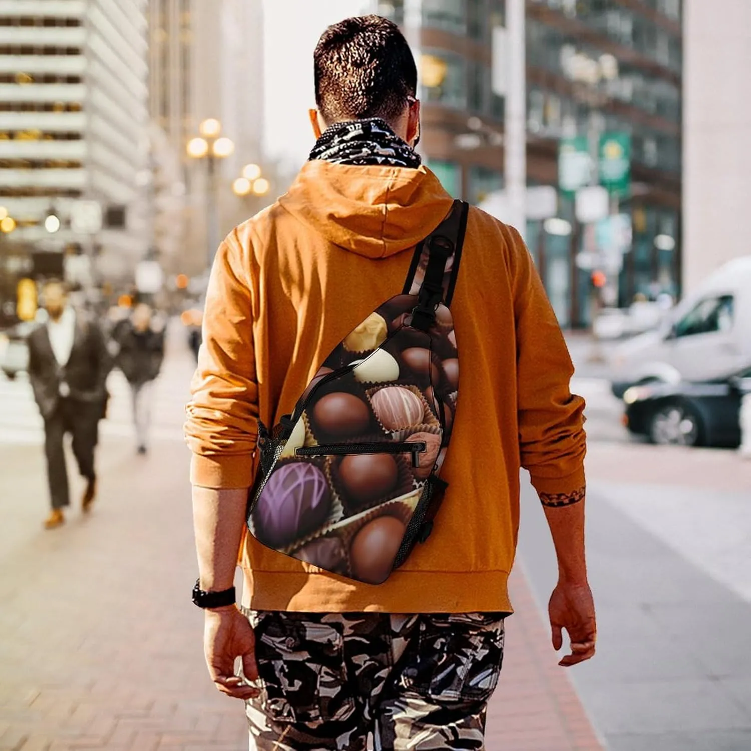 Color Chocolate Sling Bag Lightweight Crossbody Chest Pack Travel Shoulder Bag with Adjustable Strap