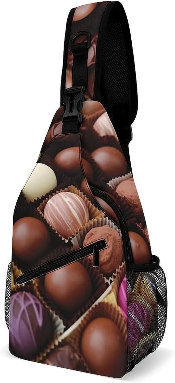 Color Chocolate Sling Bag Lightweight Crossbody Chest Pack Travel Shoulder Bag with Adjustable Strap