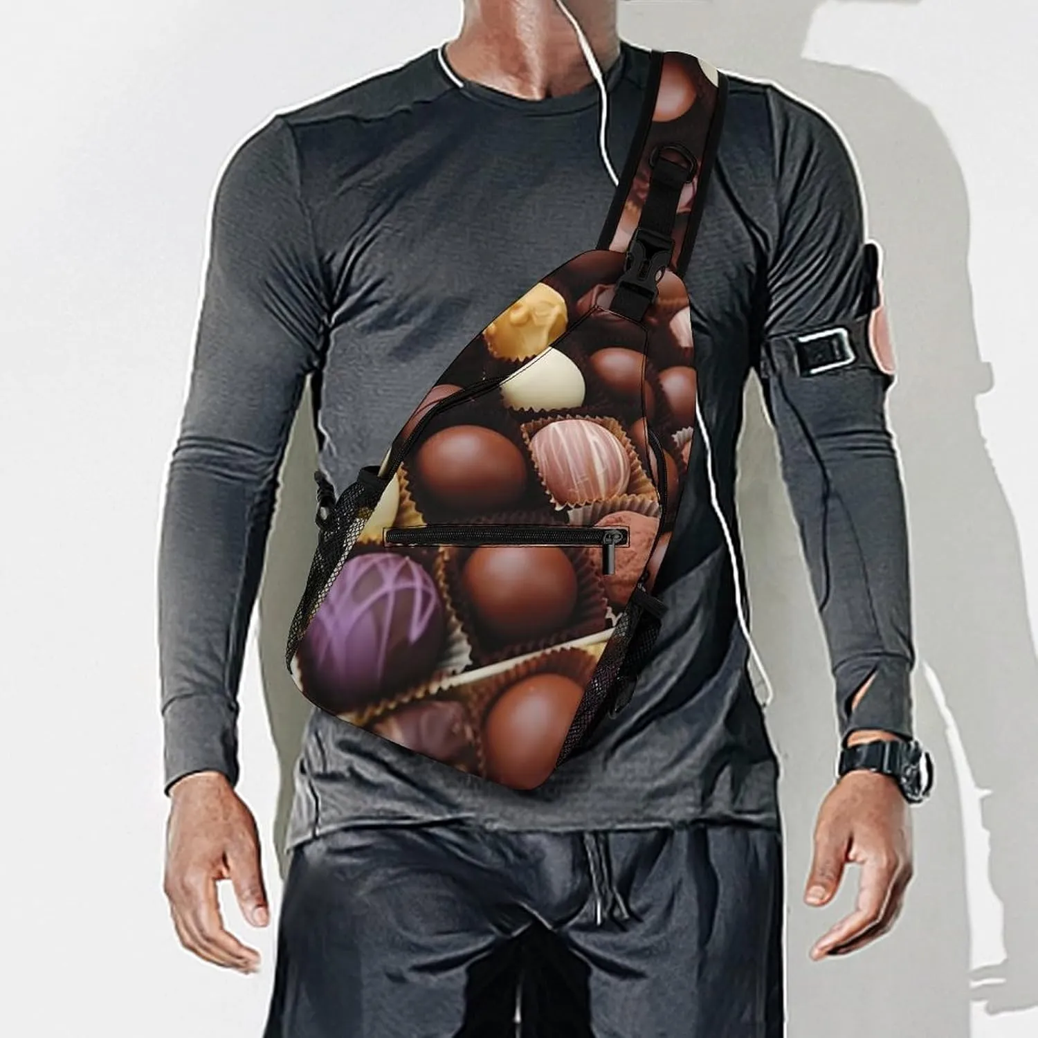 Color Chocolate Sling Bag Lightweight Crossbody Chest Pack Travel Shoulder Bag with Adjustable Strap