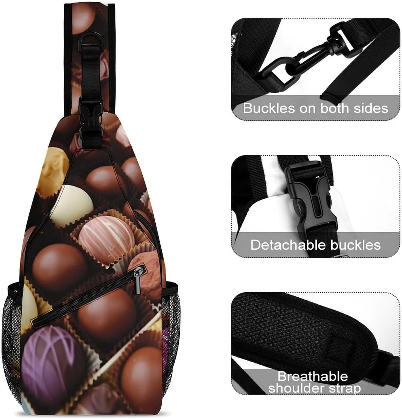 Color Chocolate Sling Bag Lightweight Crossbody Chest Pack Travel Shoulder Bag with Adjustable Strap