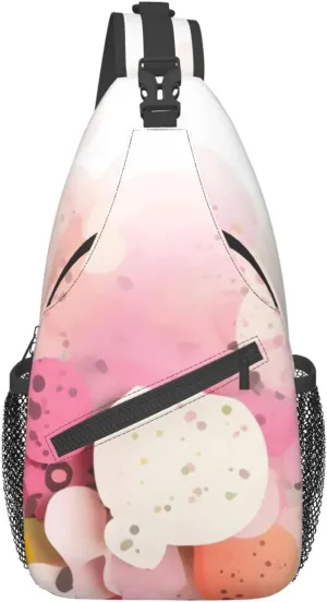Color Fragment Paper Crossbody Bag, *Men'S And Women'S Chest Crossbody Bag, Zipper Closure, Strap Length Adjustable