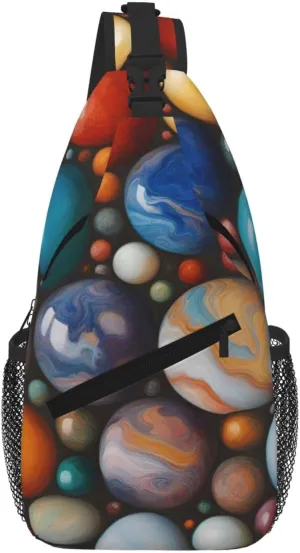 Colored Marble 1 Fashion Print Crossbody Chest Bag - Adjustable Strap For Hiking And Working