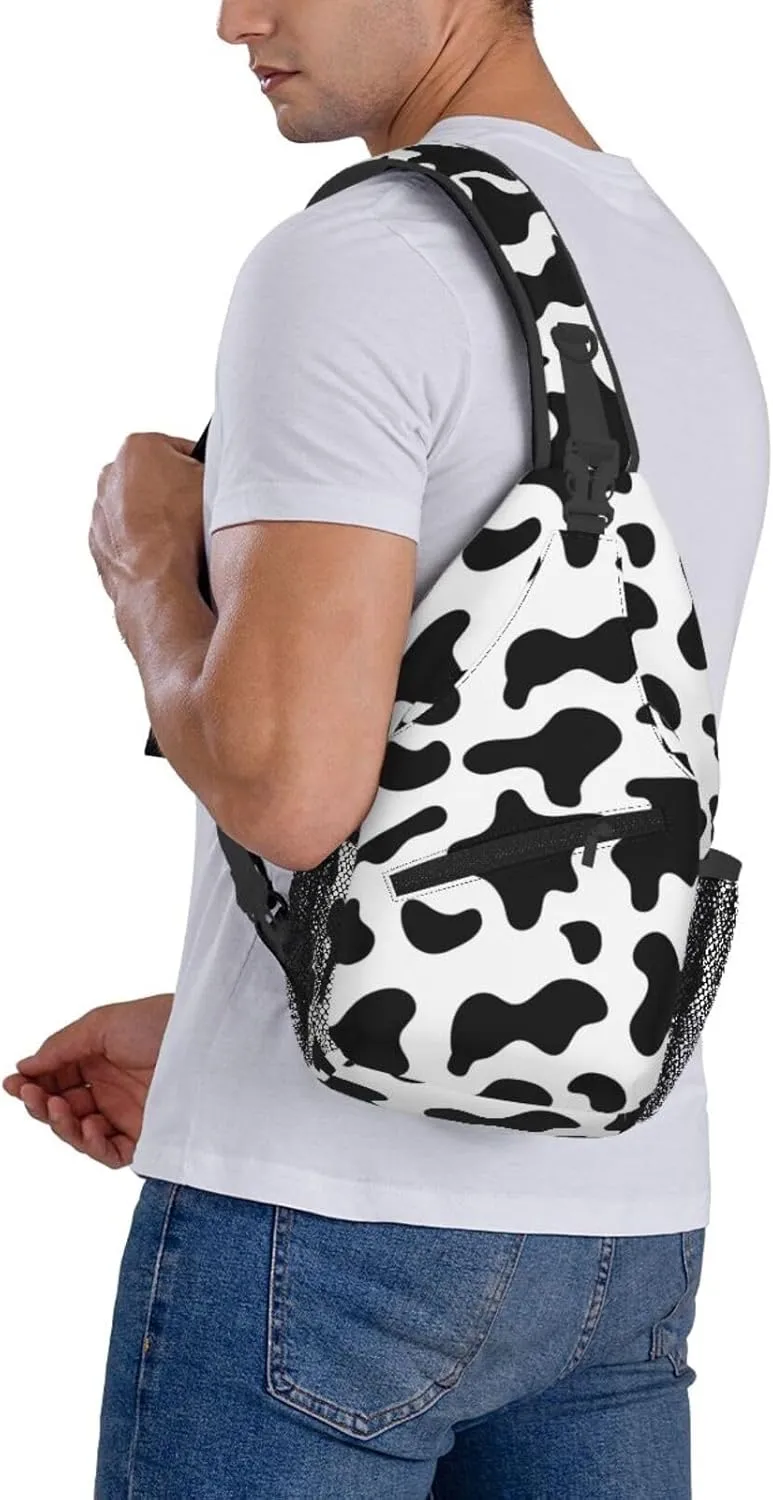 Colorful Cow Pattern Sling Bag Casual Chest Bags Adjustable Crossbody Bag Shoulder Backpack For Travel Hiking