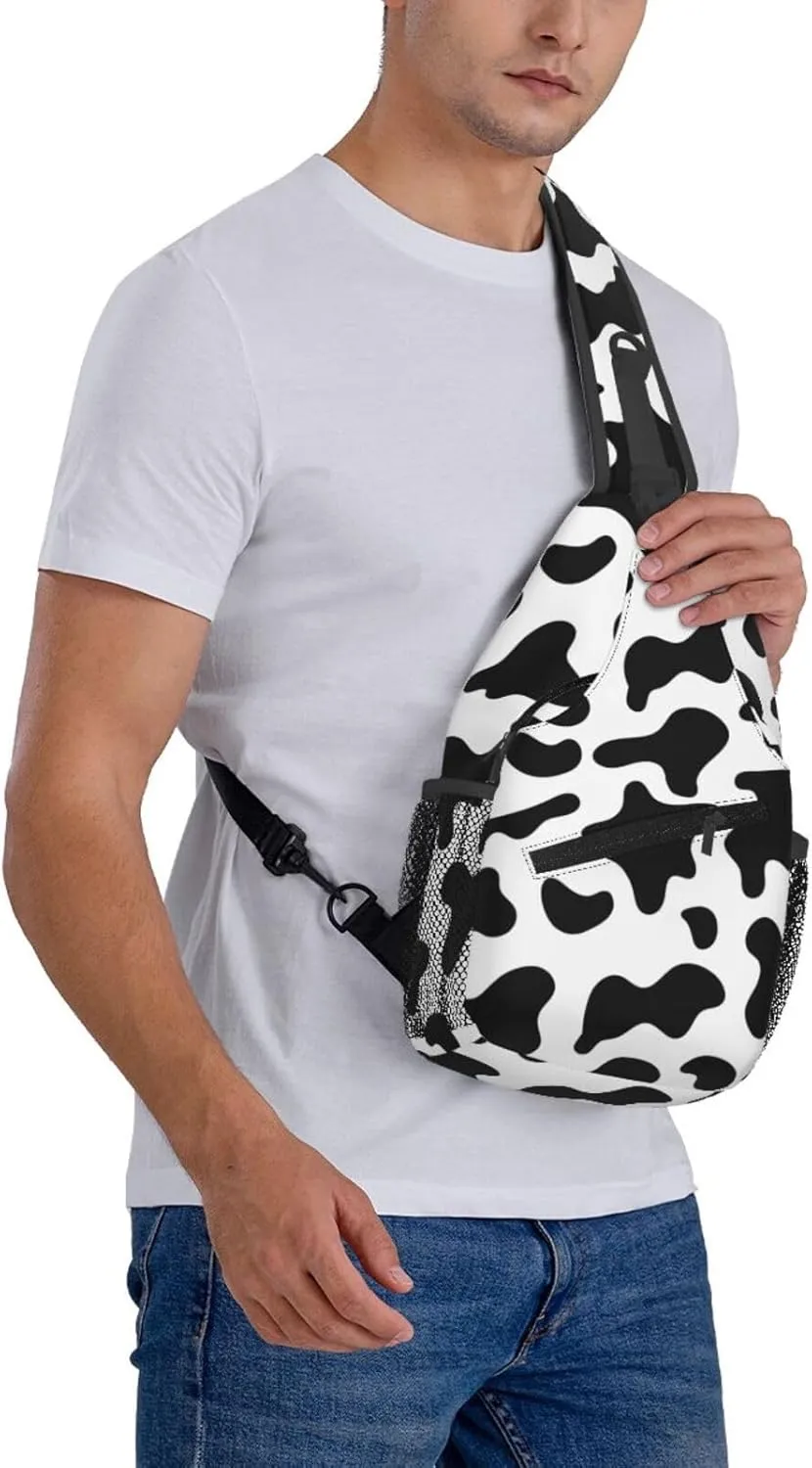 Colorful Cow Pattern Sling Bag Casual Chest Bags Adjustable Crossbody Bag Shoulder Backpack For Travel Hiking