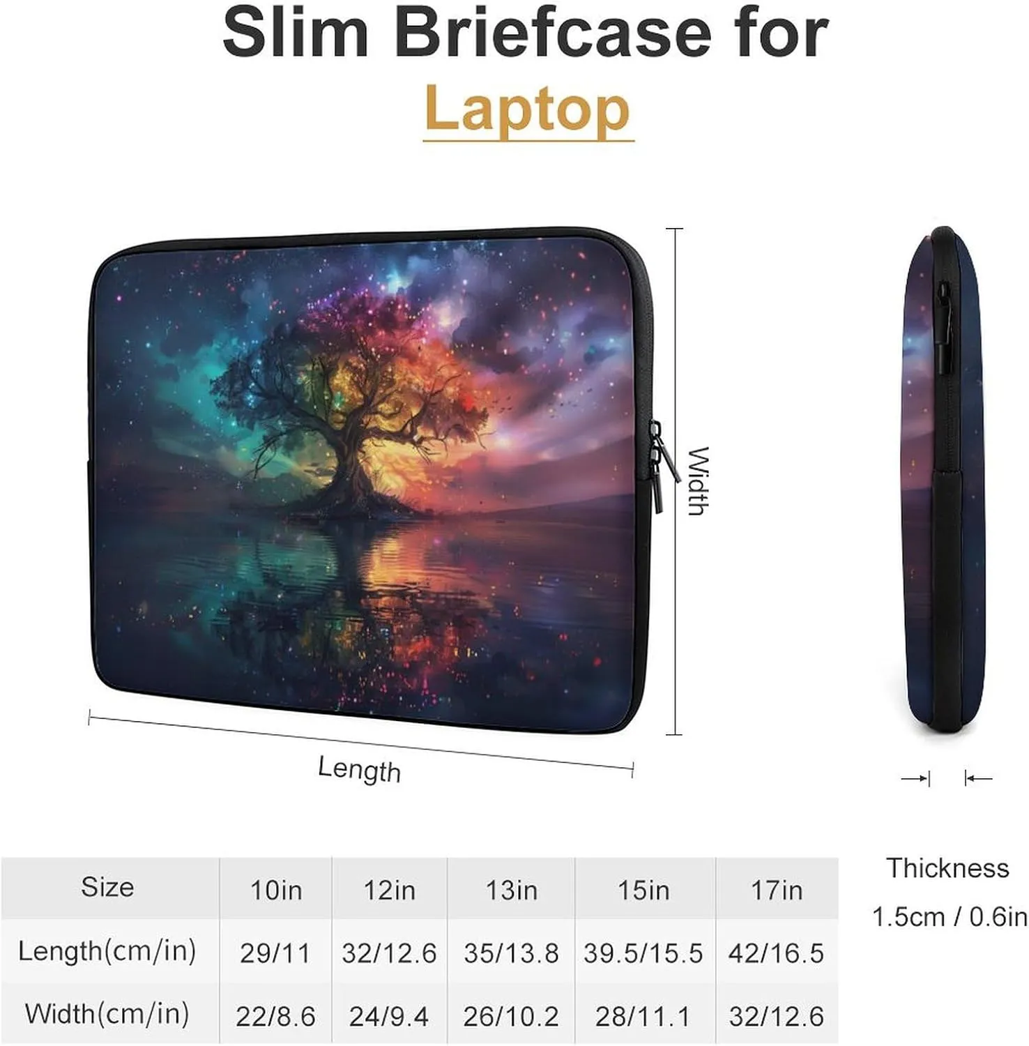 Colorful Fantasy Tree of Life Laptop Sleeve 13/15 Inch Briefcase Cover Shockproof Protective Case Handbags Portable Laptop Bag