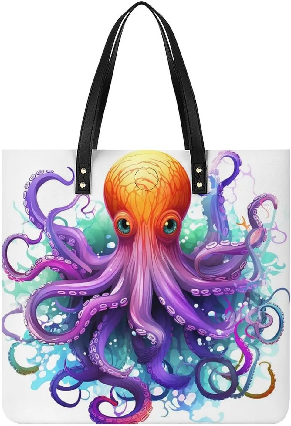 Colorful Octopus Tote Bag Durable Water-Resistant Handbags Lightweight Tote for Travel Work Book