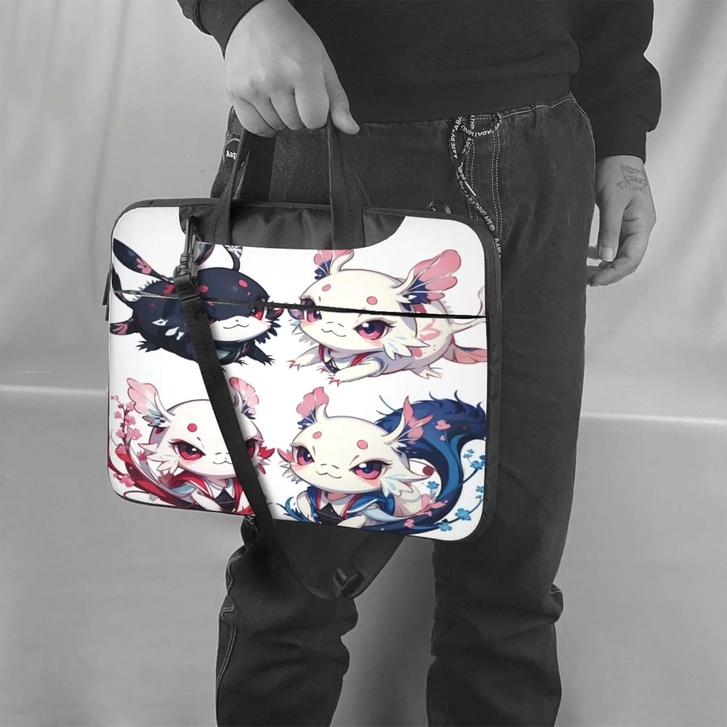 Colorful Paisley Black Bandana Laptop Shoulder Bag ​for Men Women, Computer Carrying Case Messenger Bag with Strap