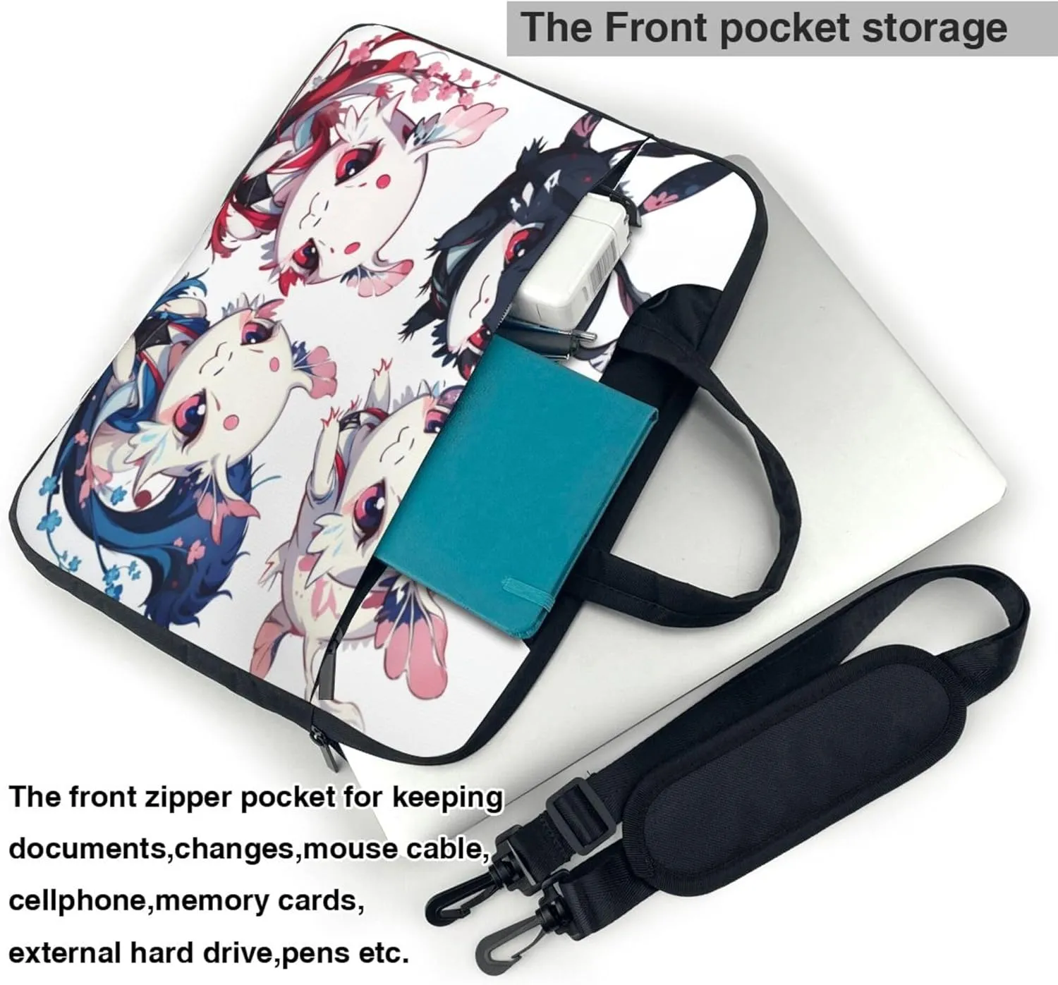 Colorful Paisley Black Bandana Laptop Shoulder Bag ​for Men Women, Computer Carrying Case Messenger Bag with Strap