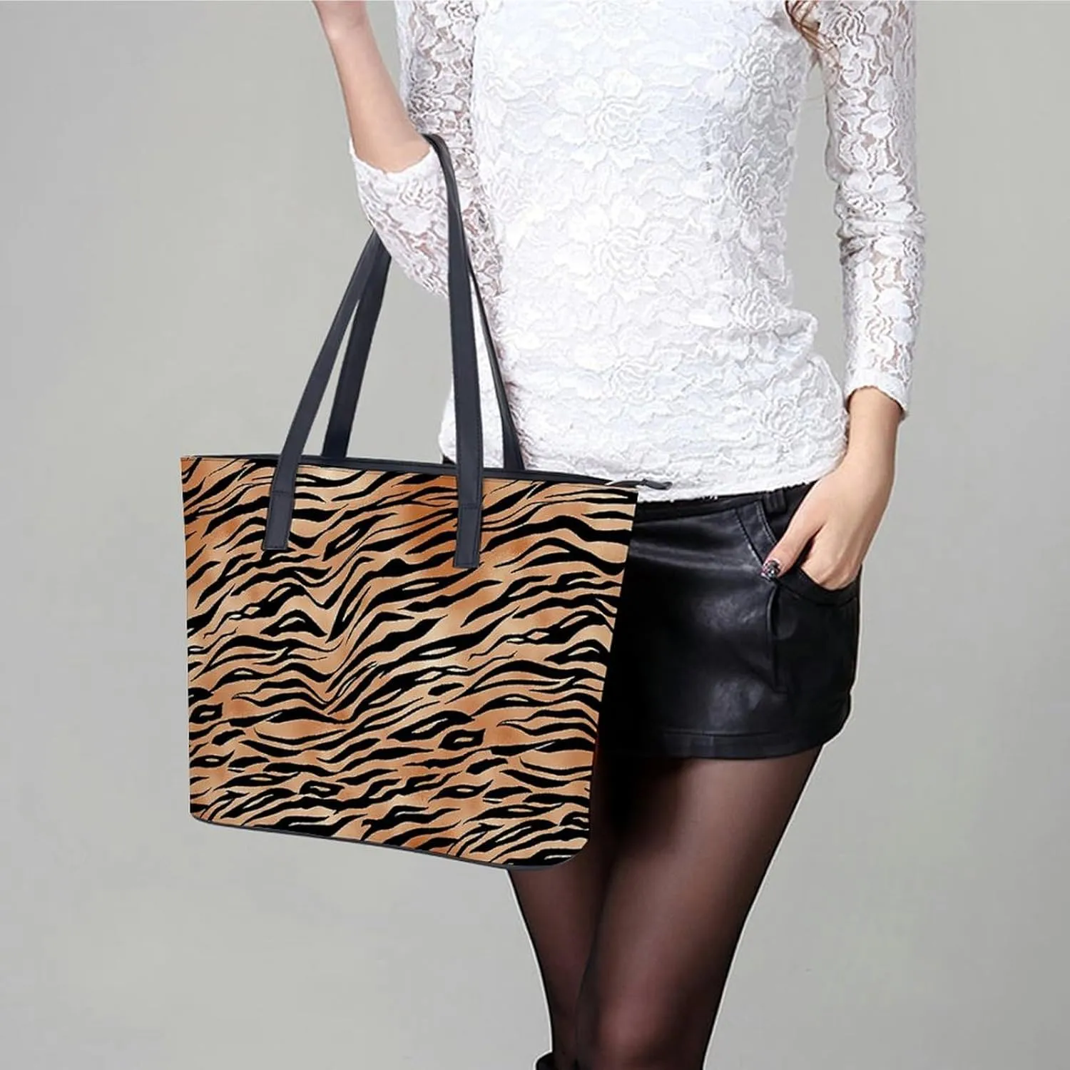 Colorful Print Large Capacity Portable Leather Handbag