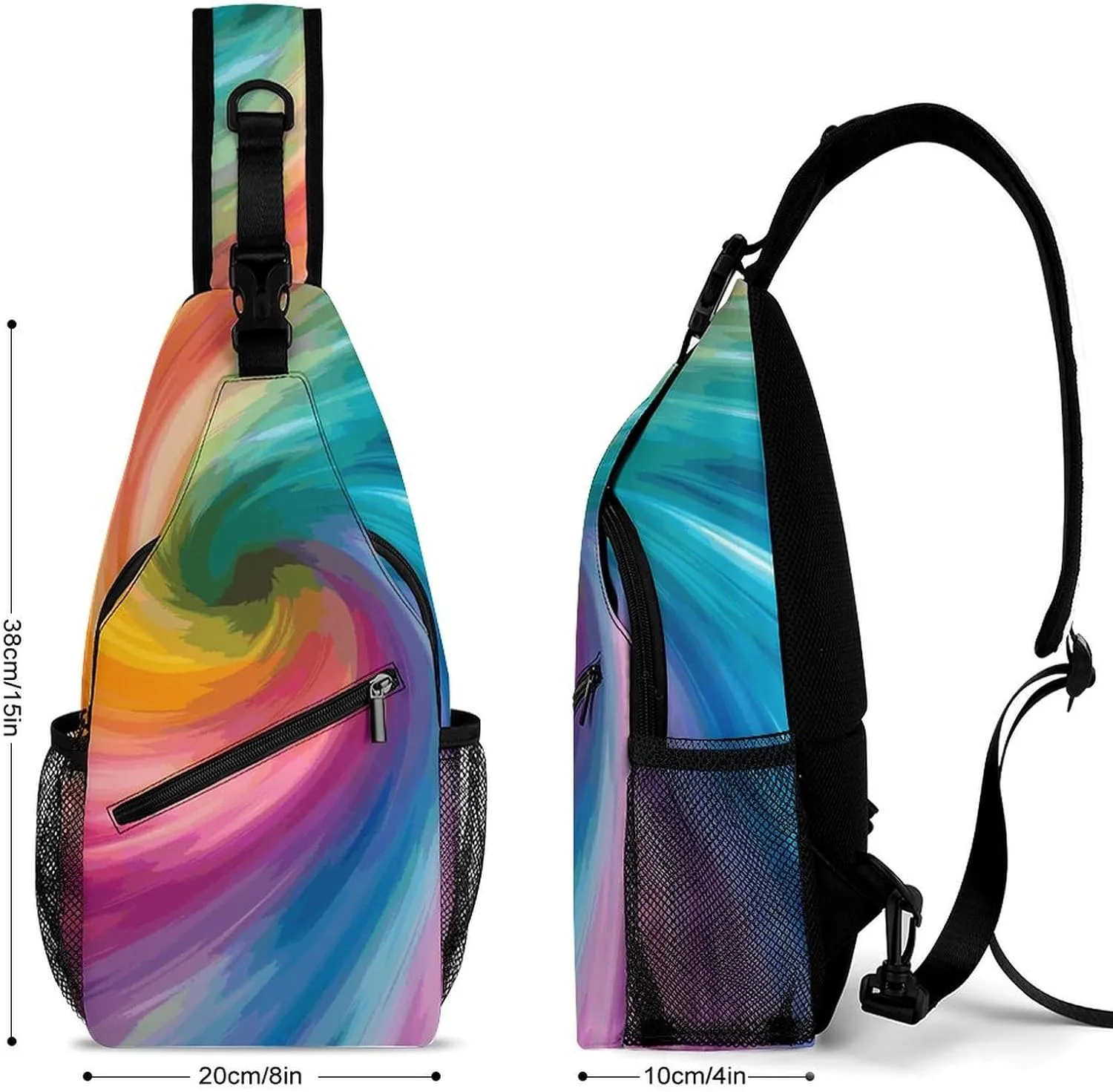 Colorful Rainbow Love Heart Sling Bag Crossbody Bags Cross Body Bag Fanny Packs Chest Bags Sling Purses for Travel