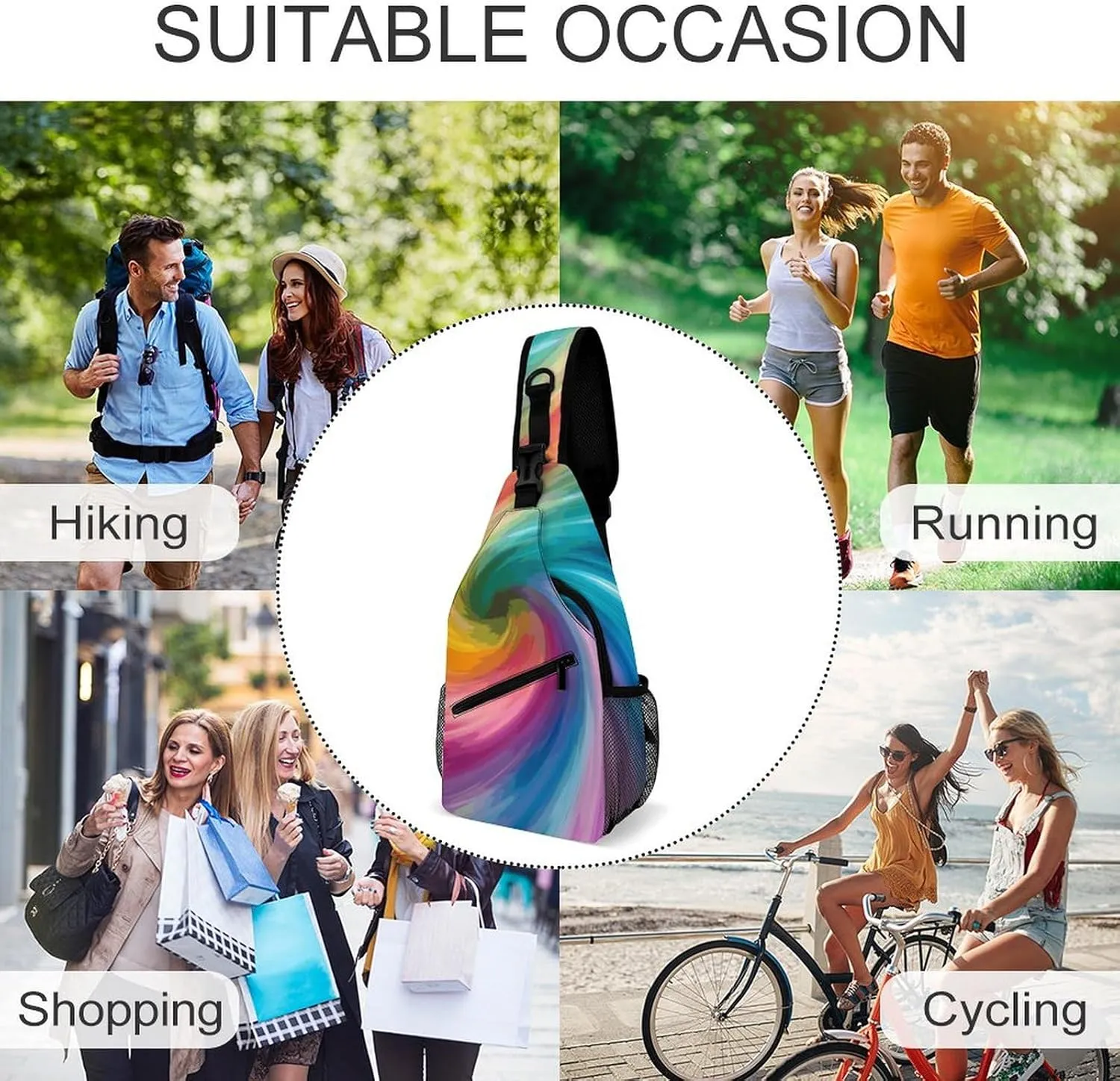 Colorful Rainbow Love Heart Sling Bag Crossbody Bags Cross Body Bag Fanny Packs Chest Bags Sling Purses for Travel