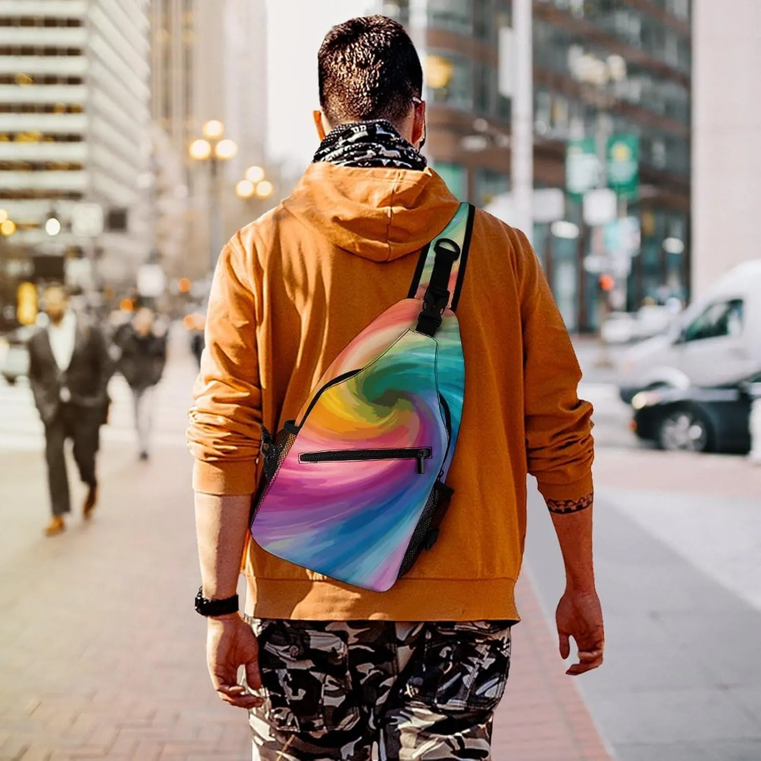 Colorful Rainbow Love Heart Sling Bag Crossbody Bags Cross Body Bag Fanny Packs Chest Bags Sling Purses for Travel
