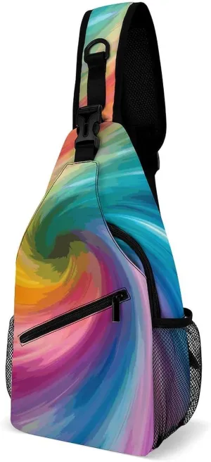Colorful Rainbow Love Heart Sling Bag Crossbody Bags Cross Body Bag Fanny Packs Chest Bags Sling Purses for Travel