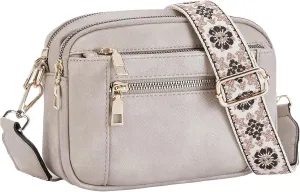 Colorful Straps Crossbody Leather Bags & Purse Vegan Leather Small Crossbody Bag (Grey,One Size)