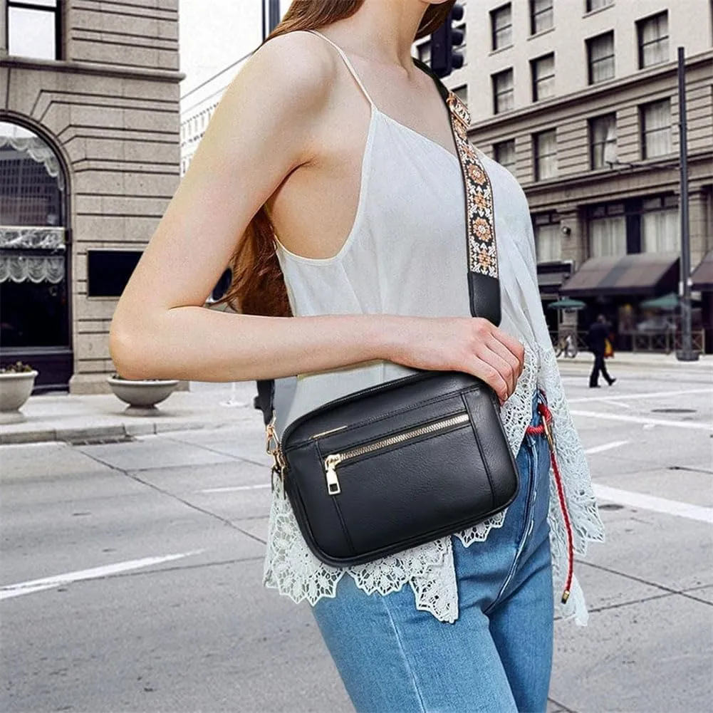 Colorful Straps Crossbody Leather Bags & Purse Vegan Leather Small Crossbody Bag (Grey,One Size)