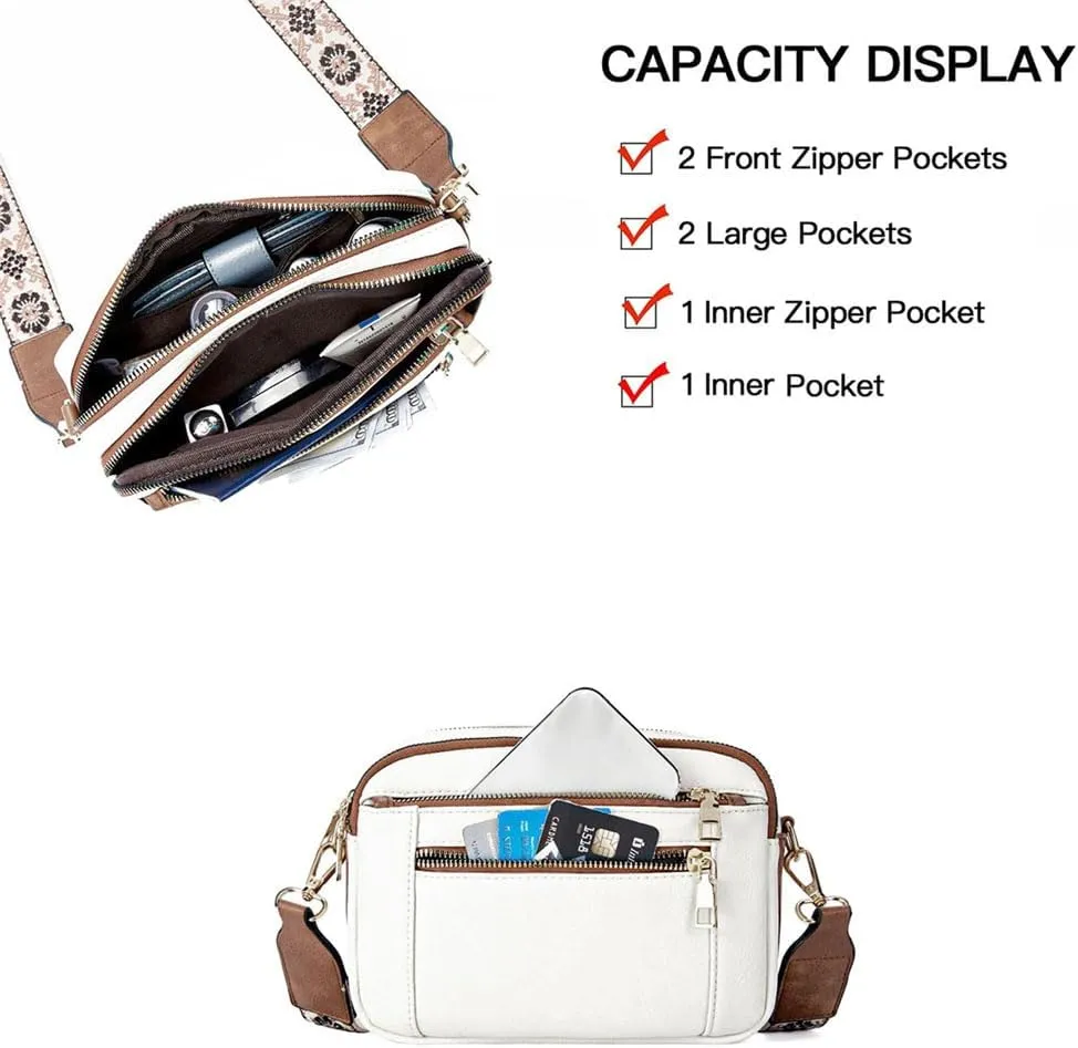 Colorful Straps Crossbody Leather Bags & Purse Vegan Leather Small Crossbody Bag (Grey,One Size)