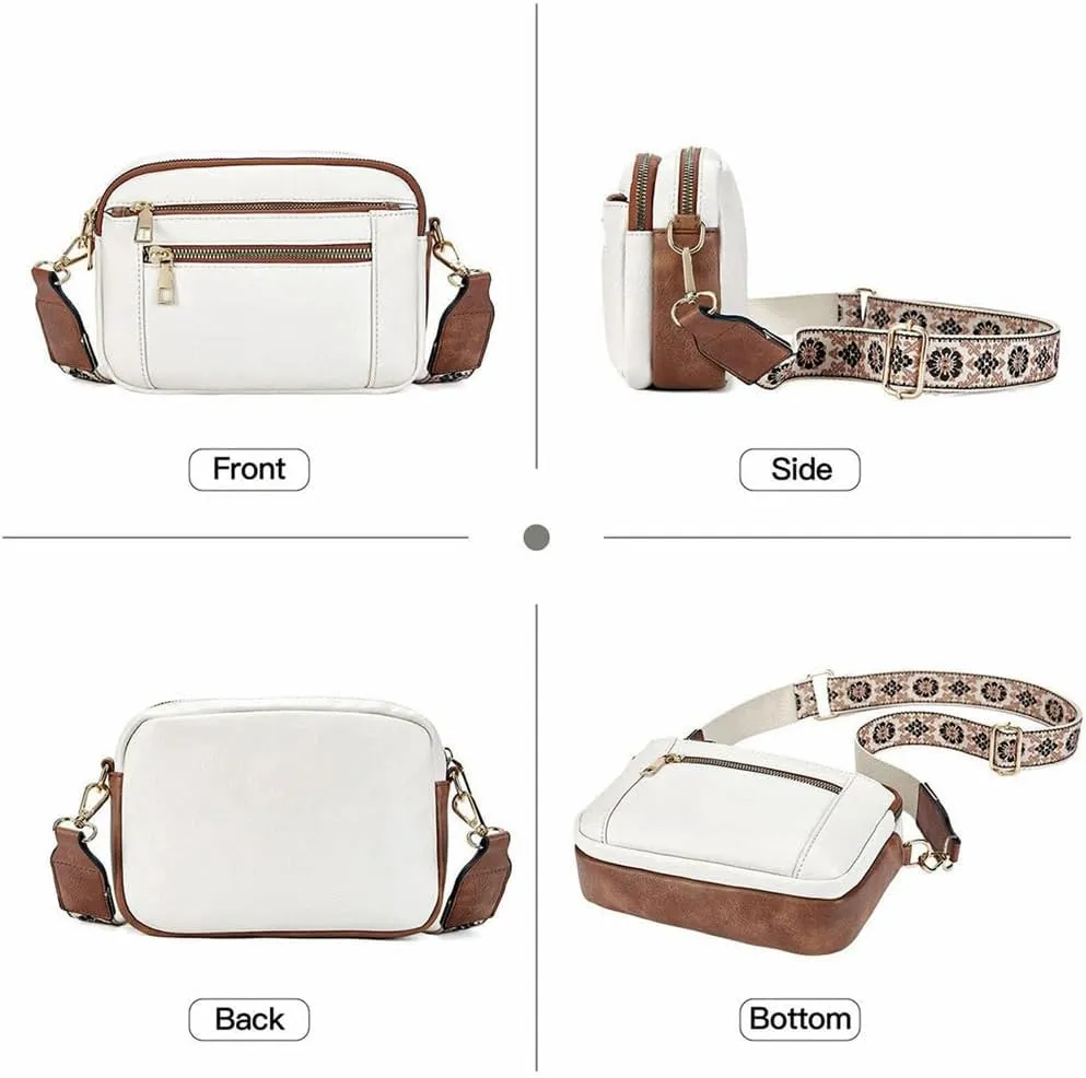 Colorful Straps Crossbody Leather Bags & Purse Vegan Leather Small Crossbody Bag (Grey,One Size)